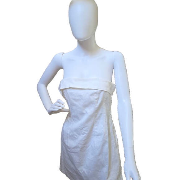 White Strapless Cotton Dress - Picture 1 of 4